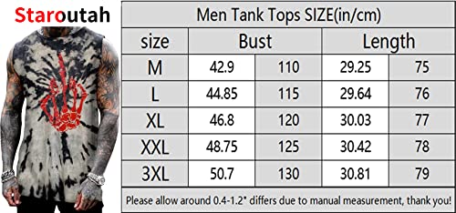 staroutah Men's Street Skull Graphic 3D Print Sleeveless Crewneck Shirt Muscle Sports Fitness Quick Dry Sports Tank Tops