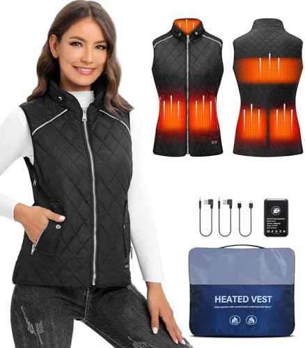 SEMANJLL Heated Vest for Women, 6 Heated Zones Neck Heating Women Heated Vest Coat(10000mAh Battery Pack Included