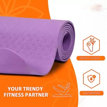 SINT Yoga Mat With Strap Included - Ultra Absorbent Exercise Mat - Non Slip Yoga Mat - Yoga Mat for Women - Wide Yoga Mat, Thick Texture for Stylish Support, (Purple)