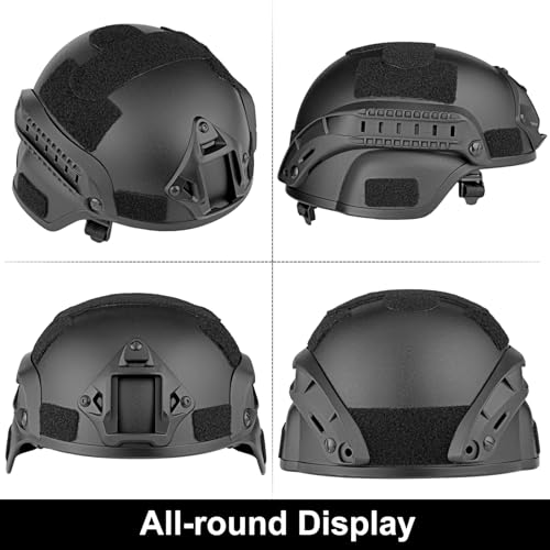 VPZenar Tactical Helmet and Military Helmet, Airsoft Helmet and Mask,Black Helmet for Men,Tactical Mask Military Mask Airsoft Skull Mask,Airsoft Gear