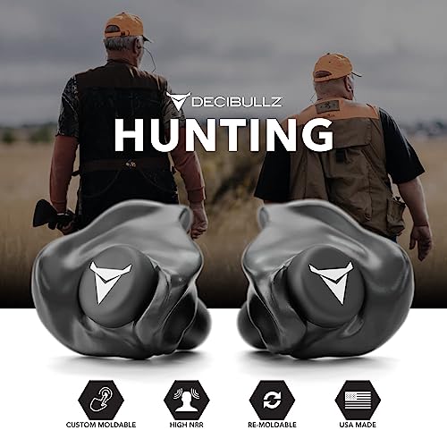 Decibullz - Custom Molded Earplugs, 31dB Highest NRR, Comfortable Hearing Protection for Shooting, Travel, Swimming, Work and Concerts (Black)