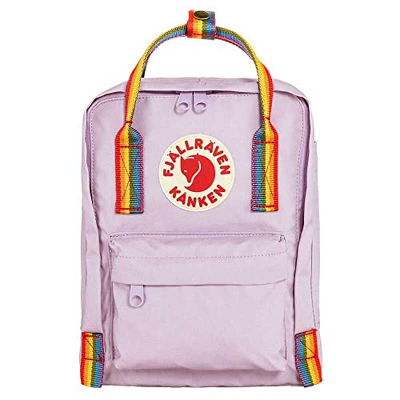 Fj?llr?ven K?nken Rainbow Mini Backpack for Men, and Women - Durable Fabric with Adjustable Shoulder Straps, and Lightweight Backpack Pastel Lavender/Rainbow One Size One Size