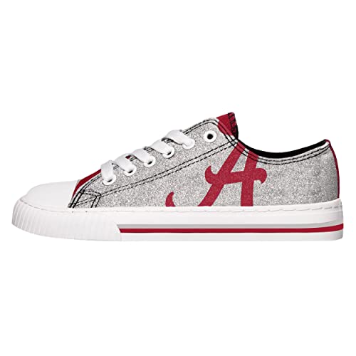 FOCO Alabama Crimson Tide NCAA Womens Glitter Low Top Canvas Shoes - 8