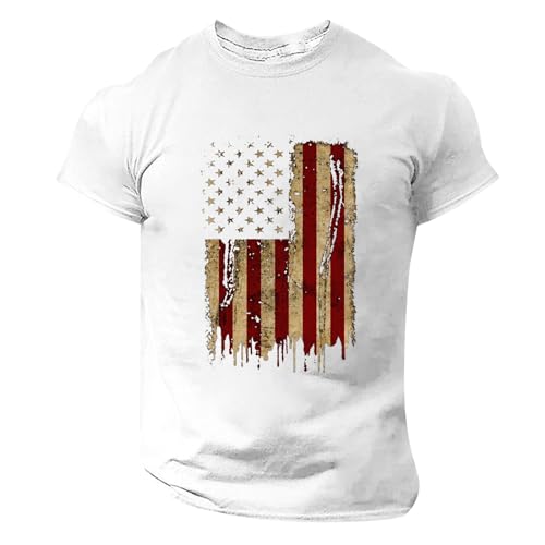 American Flag Shirt Teacher Shirt Patriotic USA 4Th of July Shirts 4Th of July Outfits for Men July 4Th American Flag T Shirts Patriot Shirts for Men Mens Graphic Tee USA White S