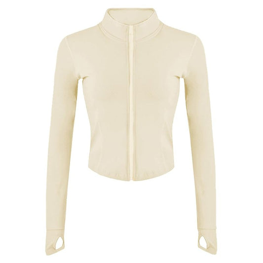 Lviefent Womens Lightweight Full Zip Running Track BBL Jacket Workout Slim Fit Yoga Sportwear with Thumb Holes (Apricot, X-Small)
