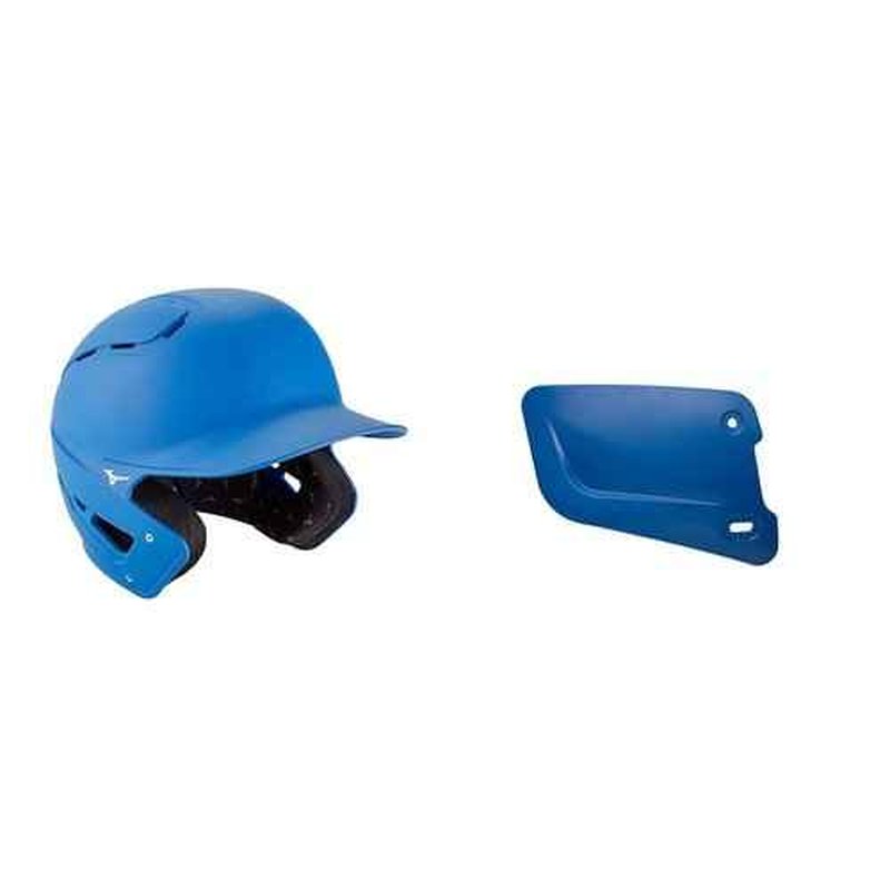 Bundle of Mizuno B6 Adult Baseball Batting Helmet, Royal, Large/X-Large + Mizuno Batters Face Protector, Royal, Right Hand Batter