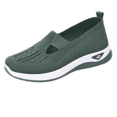 Generic Women Sneakers Women's Slip on Sneakers Shoes Woven Orthopedic Breathable Soft Shoes Walking Diabetic Foam Shoes Hands Free Slip in V-667 Green 6.5