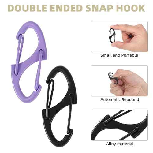 20 Pcs Alloy S Carabiner Clips, Dual Opening Design, Keychain Spring Snap Hooks Mini Carabiner Clip, for Dual Wire Gate Clip Interlocking Keychain Clip Tiny Clip Attachment (Color)