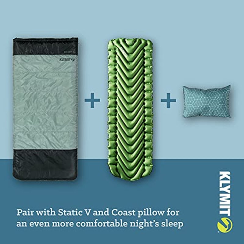 Klymit Wild Aspen Lightweight Rectangle Sleeping Bag, 20¡ÆF Sleeping Bag for Camping, Hiking, and Backpacking in Cold Weather, Green