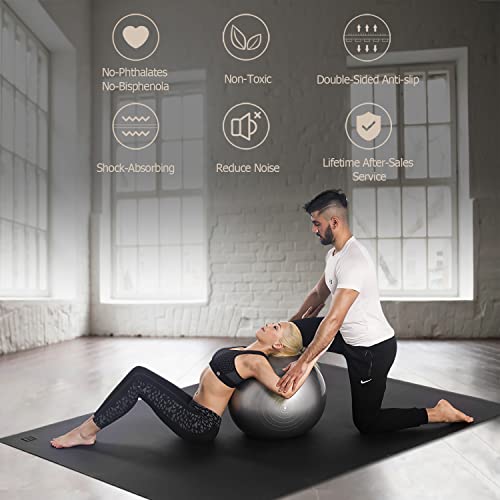 GXMMAT Extra Large Yoga Mat 12'x6'x7mm, Thick Workout Mats for Home Gym Flooring, Non-Slip Quick Resilient Barefoot Exercise Mat for Pilates, Stretching, Non-Toxic, Extra Wide and Ultra Comfortable