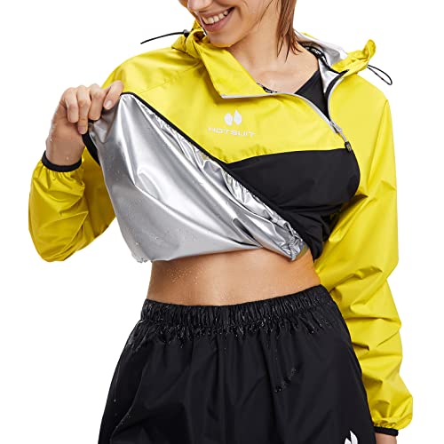 HOTSUIT Sauna Suit Women Exercise Boxing Gym Sweat Suits Workout Jacket, Yellow, M