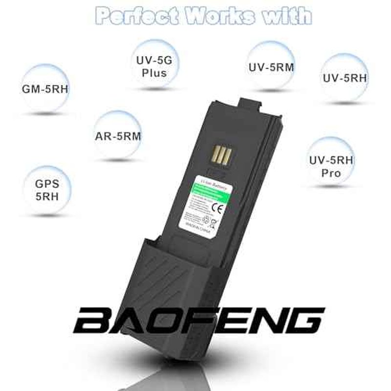 BAOFENG UV-5RM Battery 6800mAh AR-5RM Two Way Radio USB-C Charging 7.4V Extended Replacement Battery Compatible for GM-5RH/UV-5G Plus GMRS/UV-5RH Pro GPS Radio (2 Packs 6800mAh)