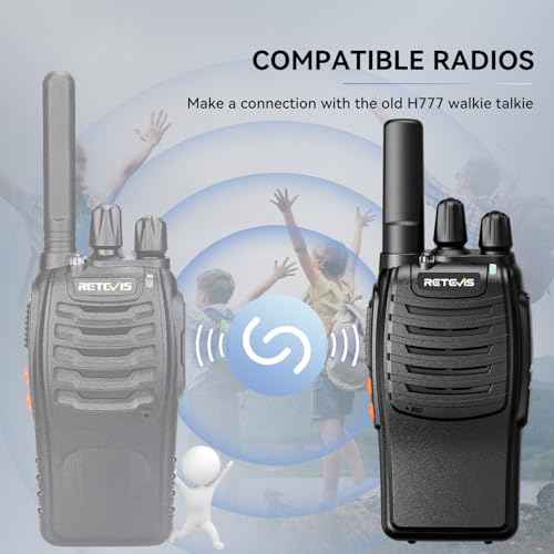 Retevis H-777 Walkie Talkies with Shoulder Mic,2 Way Radios Long Range,License-Free,LED Flashlight,Portable,Shock Resistant,for Family Outdoor Small Commercial (4 Pack)
