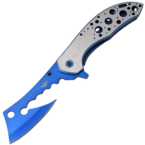 Snake Eye Tactical 12" Jumbo Huge Heavy Duty Ultra Smooth One Hand Opening Folding Pocket Knife Limited Edition Collectors Knife - Ideal for Recreational Work Hiking Camping (Blue)