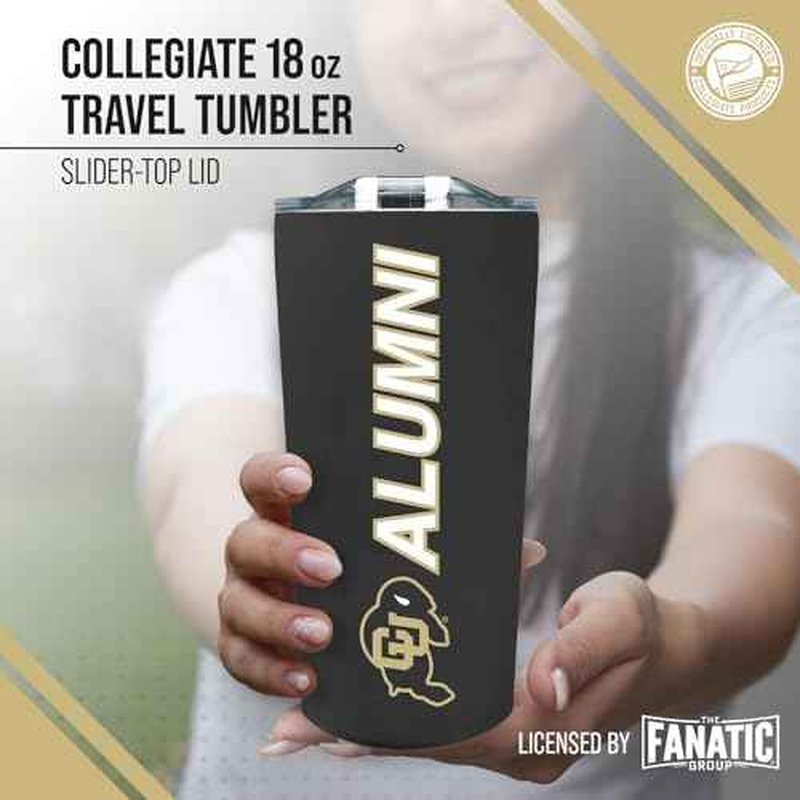 Campus Colors Collegiate Stainless Steel Travel Tumbler for Alumni - 18 oz - Double Walled Insulated Drinkware (Colorado Buffaloes - Black)