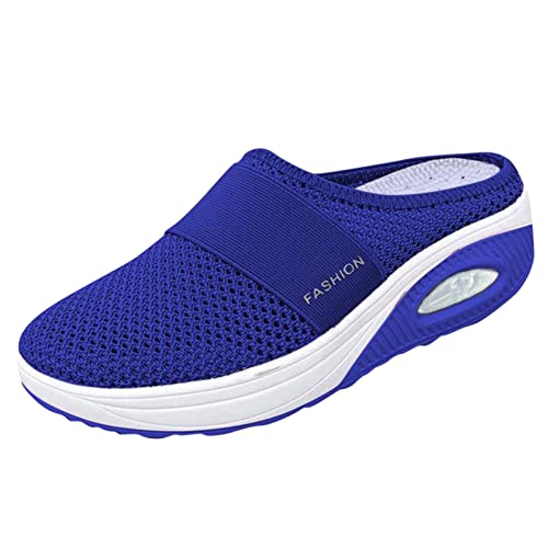 Generic my orders womens sandals Summer Sandals for Women 2024 Fashion Sneaker Womens Walking Shoes Slip On Fashion Waterproof Walking Shoes, 7, Blue Lightning Deals