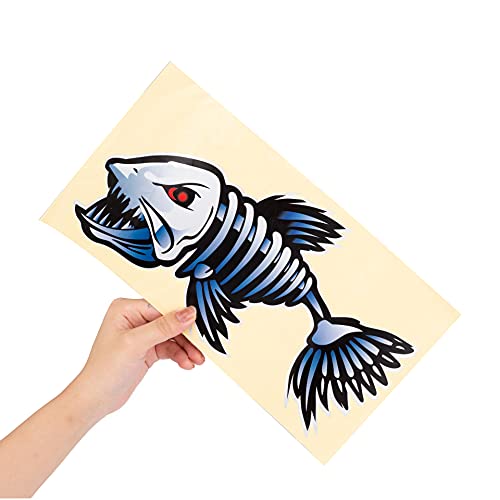 TRINKA Fish Skeleton Waterproof Decal - 2Pcs Vinyl Sticker (12 inch x 6 inch Each ) for Kayak, Fishing Boat, Car, Truck, Canoe,Pontoon