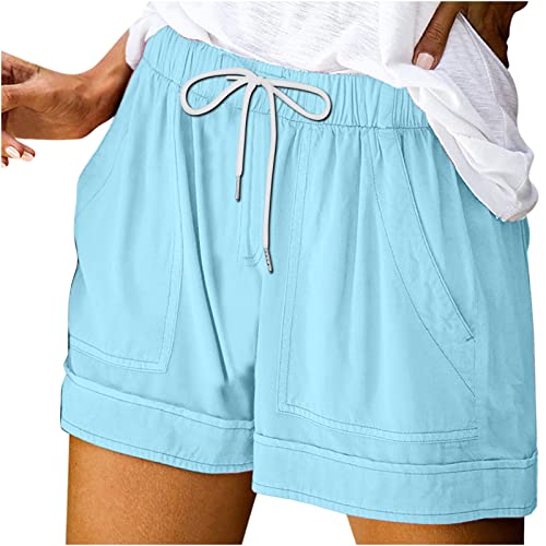 Aboser Womens Shorts Womens Shorts Casual Drawstring SweatShorts Classic Solid Color Pant Stretch Wide Leg Bottoms 2024 Y2K Lounge Shorts Past Orders 2024 Prime of Day 2024