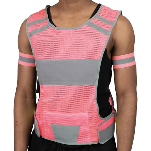 247 Viz Mesh Reflective Vest with Inside Pocket - High Visibility Reflective Running Gear Safety Vest Straps for Men, Women,Kids, for Night Running, Walking, & Cycling