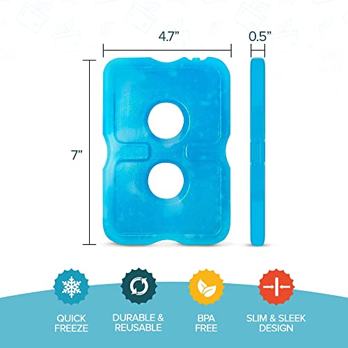 Healthy Packers Ice Packs for Lunch Boxes - Freezer Packs - Original Cool Pack | Cooler Accessories for The Beach, Camping, and Fishing | Slim & Long-Lasting Reusable Ice Pack for Coolers (Set of 4)