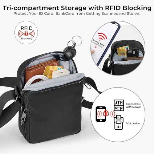 Crossbody Bag Sling Bag for Men Women Anti Theft RFID, Small Shoulder Chest Bags with Zipper Lock