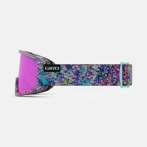 Giro Dylan Ski Goggles - Snowboard Goggles for Women & Youth - Pink Data Mosh Strap with Amber Pink/Yellow Lenses