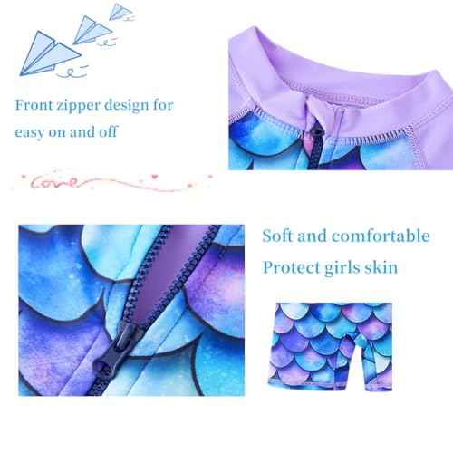 UMELOK Girls Long Sleeve Rash Guard One Piece Swimsuits with UV Protection Sunsuit