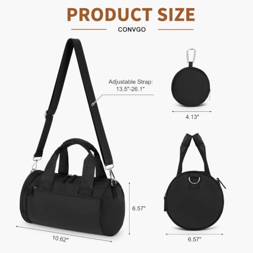 Convgo Small Black Gym & Travel Duffle Bag for Men & Women