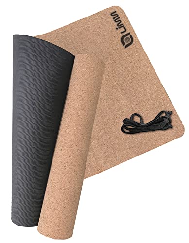 Limm Premium Cork Yoga Mat Thick - Natural Yoga Mat - No-Slip Exercise Mat and Workout Mat for Yoga, Pilates and More (Premium Black)