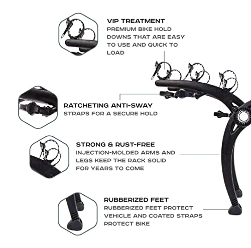 Saris Bike Racks, Bones EX Car Trunk Bicycle Rack Carrier, Mounts 3 Bikes, Black