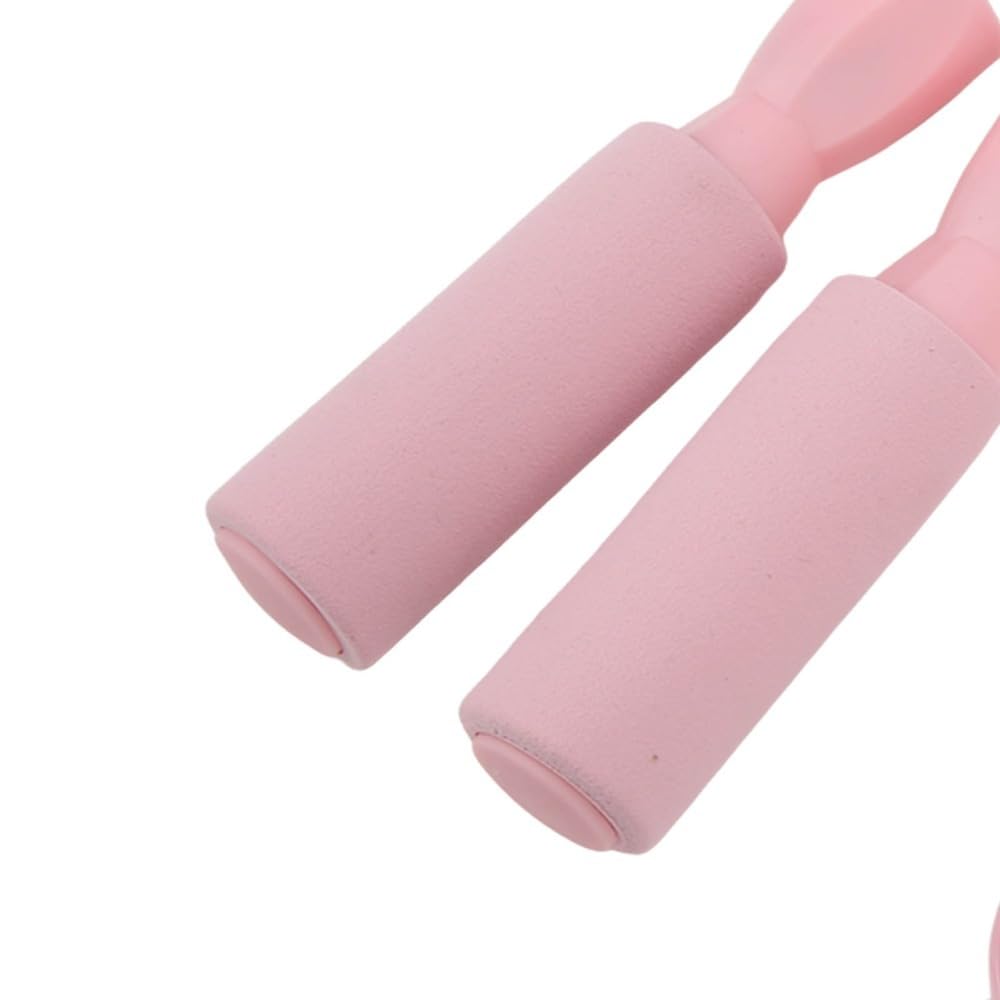 MOPFOL Steel Wire Jump Rope with Double Bearings – Adjustable Length Skipping Rope for Cardio Workout, Memory Foam Handle for Adults and Teens(Pink)