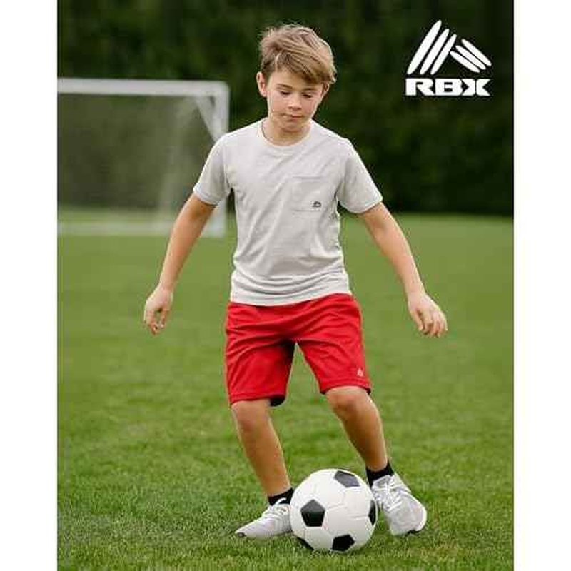 RBX Boys Athletic Shorts - 2 Pack Breathable Poly Fleece Boys Basketball Shorts with Pockets Youth Kids Gym Activewear
