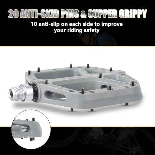 HANEVEAR Mountain Bike Pedals, Large Size MTB Pedals 9/16" Wide Platform Pedals, Lightweight Nylon Fiber Bicycle Pedals for BMX MTB Road Bikes