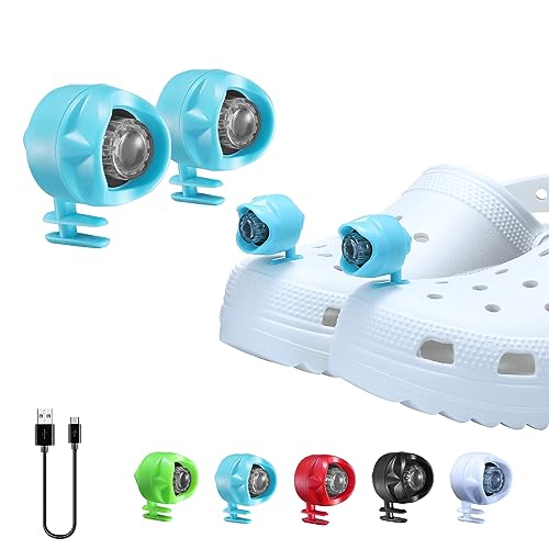 RAHAN Croc Lights for Shoes,2 PCS Croc Headlights,Light Up Charm Accessories for Adults Croc, Hands-Free Night Light, Camping Lights, IP65 Waterproof Light, Blue