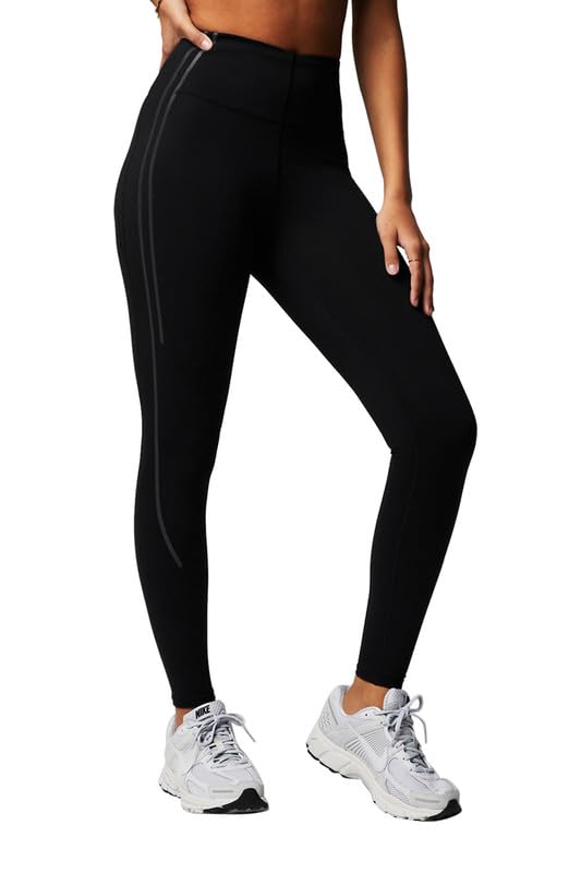 Fabletics Women's Define PowerHold® High-Waisted Legging, Workout, Yoga, Maximum Compression, Flattering, S/Regular, Black/Reflective