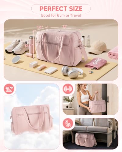Pink Smasrob Gym Bag with Shoe Compartment & Wet Pocket - Lightweight Travel Duffel