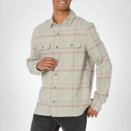 PAIGE mens Wilbur Plaid Overshirt Button Down Shirt, Cherry Cream, X-Small US