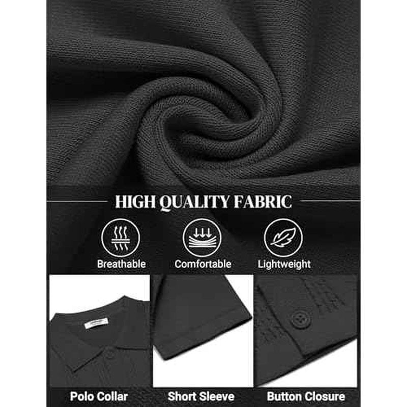 COOFANDY Men's Knit Shirts Short Sleeve Casual Button Down Polo Shirt Summer Beach Vacation Shirts