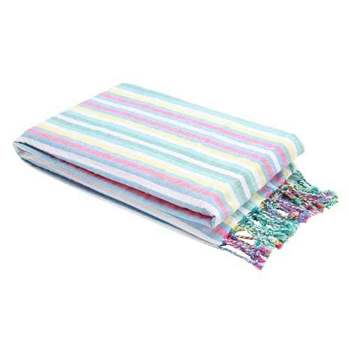 Organix 100% Cotton Turkish Fouta Beach Towel, 12 Pack, 35x70 inches, Sand Free Quick Dry Swim Towel, Extra Large Light Travel Towel for Adults, Soft Durable Absorbent - Multicolor