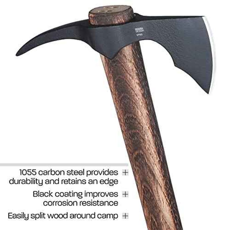 CRKT ODR Axe: Outdoor Survival T-Hawk, 1055 Carbon Steel Axe Head with Spike, Tennessee Hickory Handle 2753