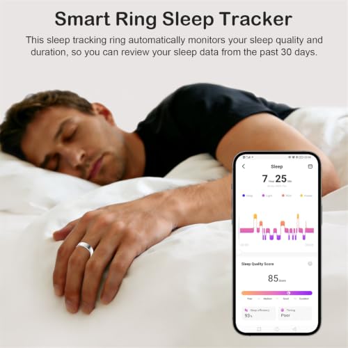 Genhaoqi Silver 9# Smart Sleep & Health Tracking Ring for Women & Men