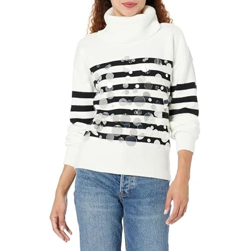 Karl Lagerfeld Paris Women's Stripes Pailletes Top
