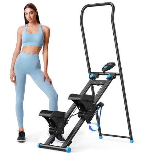 MERACH Stair Stepper for Home Gym Exercise, New Version Stairmaster for Full-Body Workout, Compact Folding Stair Climber with Extended Step Range, Adjustable Handlebar/Pedal