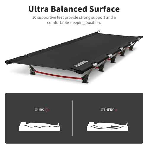 Naturehike Ultralight Camping Cot, Easy to Assemble Folding Tent Cot, Compact & Protable Camping Bed for Camping, Mountaineering, & Hiking, Supports 330lbs with Carry Bag, GreenWild Dark Black