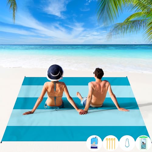 BYDOLL Beach Blanket 10'X 9' 1-8 Adults Oversized Lightweight Waterproof Sandproof Beach Blanket Large Picnic Mat Beach Blanket for Beach Travel Camping Hiking Picnic