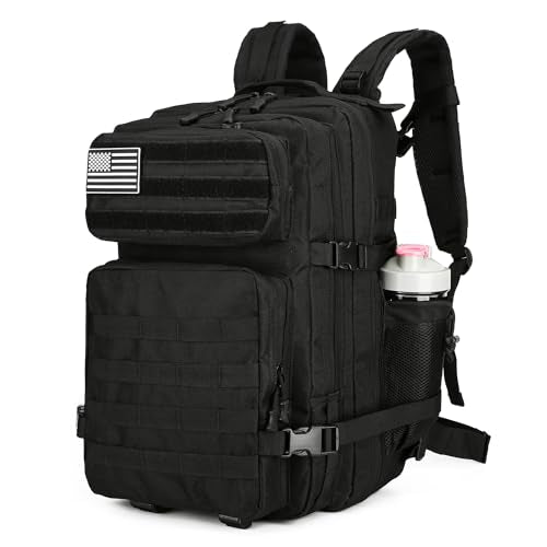 Lovelinks21 25L Tactical Military Backpack Small Travel Backpack for Men and Women Assault Pack Bug Out Bag Molle Daypack Gym Backpack with Bottle Holder (Rainbow Tie Dye)