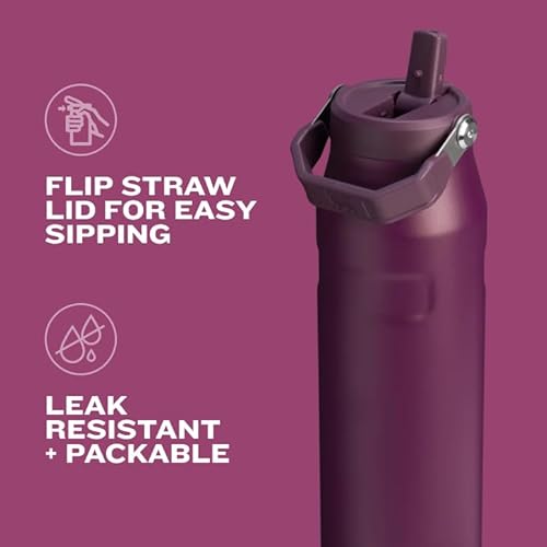 Stanley IceFlow Flip Straw 2.0 Water Bottle 50 OZ | Built-In Straw with Larger Opening | Lightweight & Leak-Resistant | Insulated Stainless Steel | BPA-Free | Frost