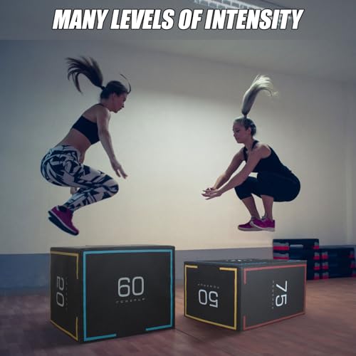 3-in-1 20''x24''x16''Dense Foam Plyometric Jump Box,Extra Firm Stable Box Jumps for Home Gym,Exercise Foam Plyo Box for Fitness Training-Step-Ups,Split Squats,Dips,Non-Slip Box Jump Cube,3 Sizes