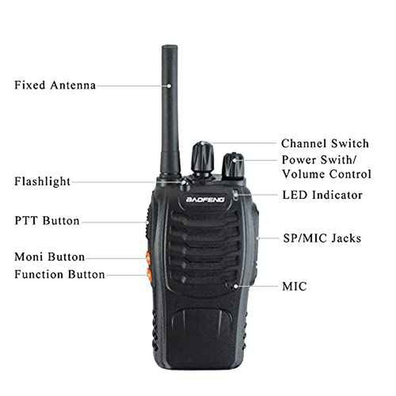 BAOFENG BF-88A Walkie Talkies Handheld FRS Radio License-Free Walkie Talkie for Adults Long Range 16 Channels Two Way Radio with USB C Charger Pack of 6