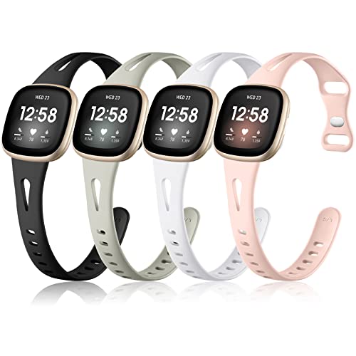 Ouwegaga Compatible with Fitbit Sense Bands Fitbit Versa 3 4 Bands for Women Men Fitbit Sense 2 Bands, Soft Silicone Slim Sport Strap with Breathable Air Holes for Sense/Sense 2/Versa 4 3 Smartwatch